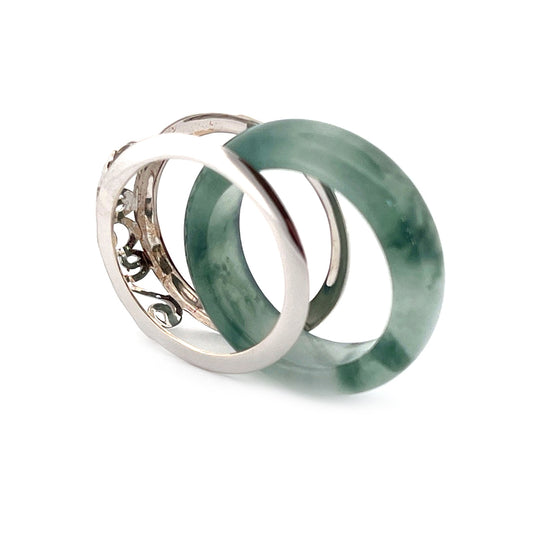 Green Floral - White Gold