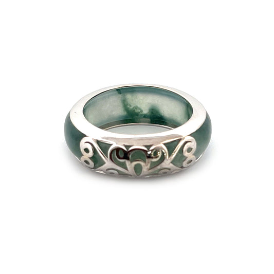 Green Floral - White Gold