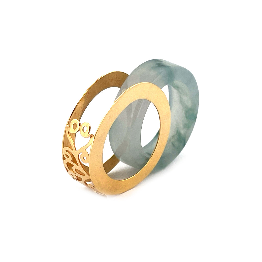 Green Floral - Yellow Gold