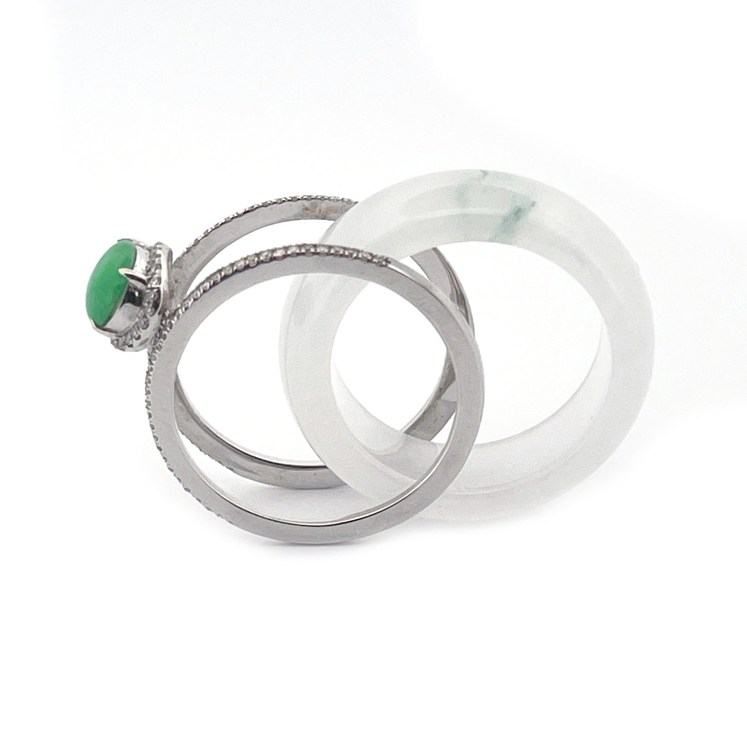 White Ice Jadiete Jade Ring