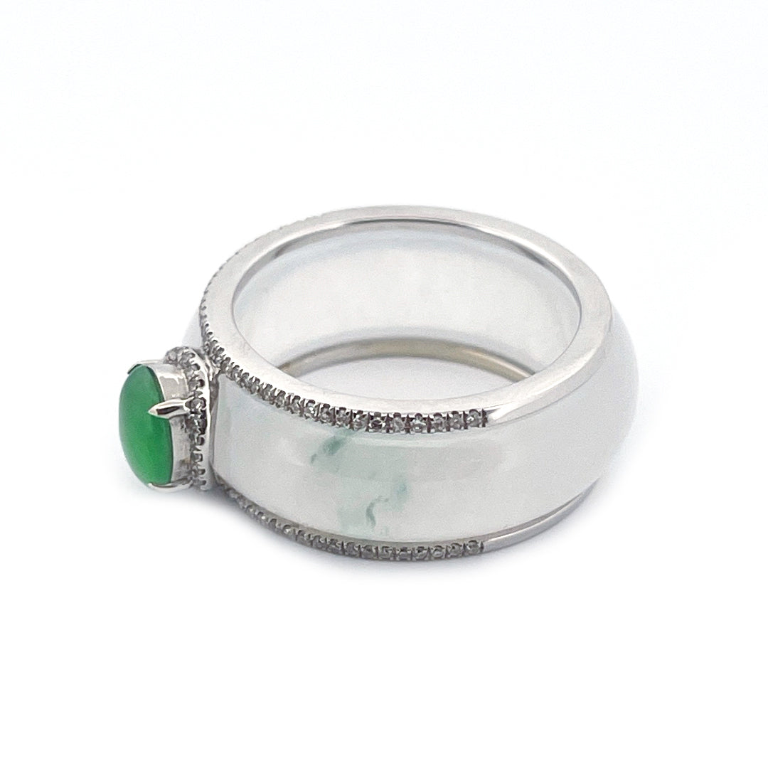 White Ice Jadiete Jade Ring