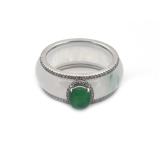 White Ice Jadiete Jade Ring